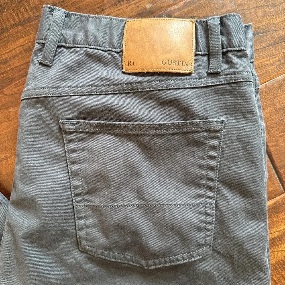 Gustin Caual Pants Button Fly 5 Pocket Size 40  Gray Straight Leg Made USA - Picture 2 of 10
